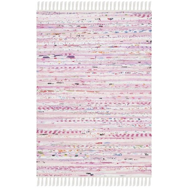 Safavieh Rag Rug Hand Woven Rectangle Rug- Light Pink - Multi- 4 X 6 Ft. RAR125E-4 - main